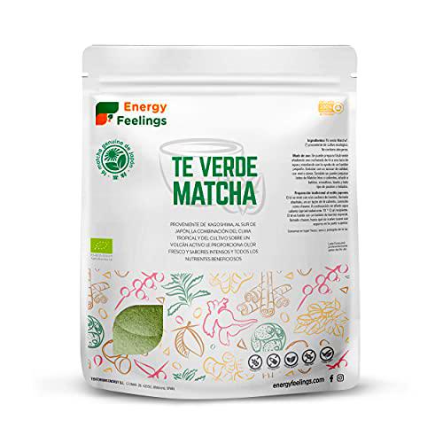 Energy Feelings Té Matcha Verde Orgánico Japonés | Té Matcha Premium Ecológico cultivado en Japón | Matcha Slim en Polvo | Ideal para Bebidas