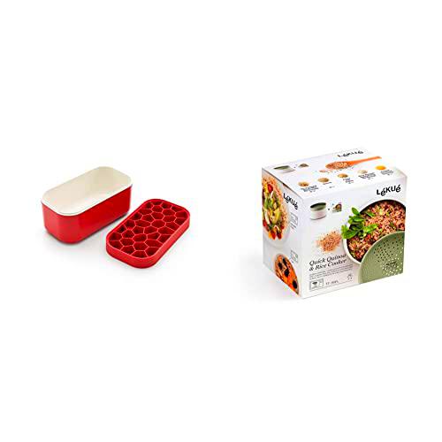 Lékué Caja para Cubitos de Hielo, Rojo, centimeters &amp; Recipiente para cocinar Quinoa