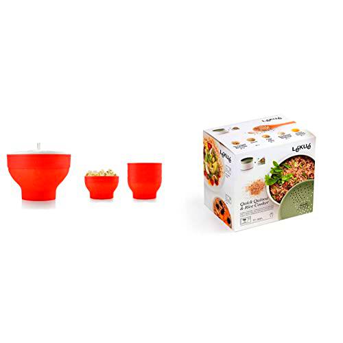 Lékué XL Popcorn - Set para microondas con un molde de silicona y 4 boles colapsables