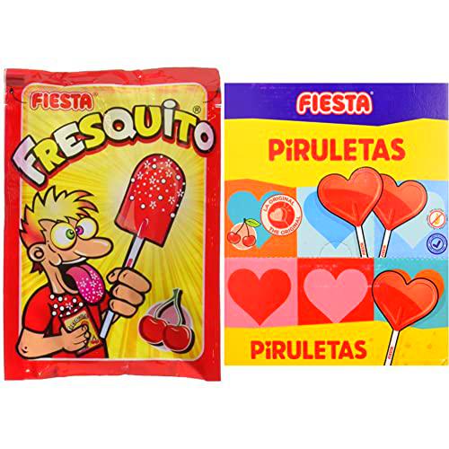 FIESTA Fresquito Caramelo con Palo en Sobre con Polvo Acidulado Sabor Cereza