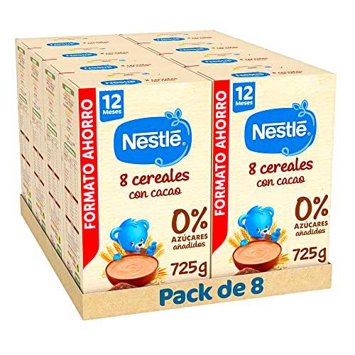 Nestle Papilla 8 Cereales con Cacao, 8 Paquetes de 725g (Total 5.8 Kg)