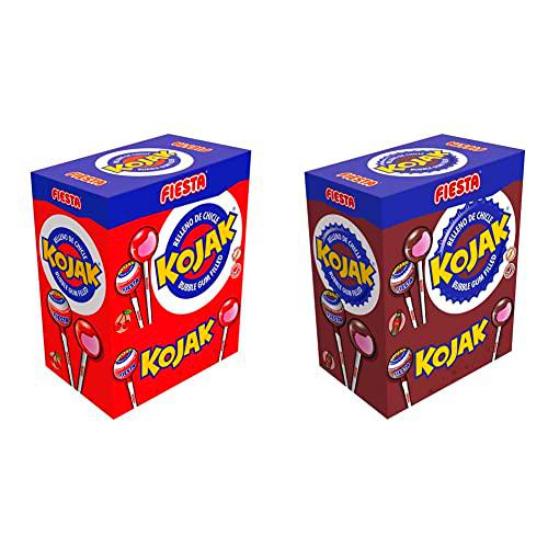 FIESTA Kojak Caramelo con Palo Sabor Cereza Relleno de Chicle