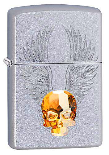 Zippo | Mechero, Gold Skull Design mit Swarovski®-Cristal