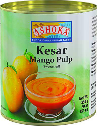 Ashoka Pulpa de Mango Kesar, Azucarado - Paquete de 12 x 850 gr