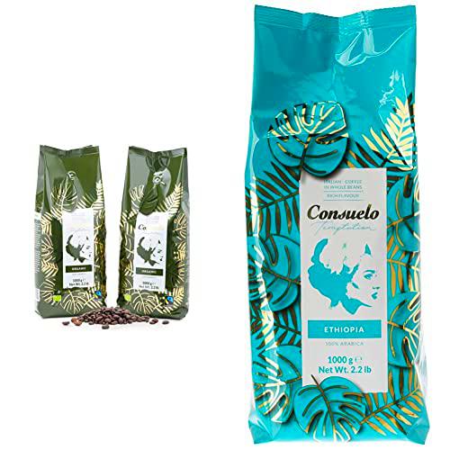 Café orgánico en grano Consuelo de comercio justo, 2 paquetes de 1 kg &amp; Café de Etiopía en grano