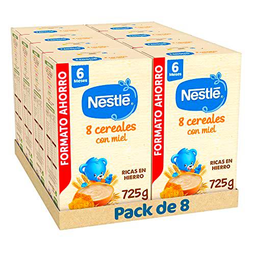 Nestle Papilla 8 Cereales con Miel, 8 Paquetes de 725g (Total 5.8Kg)