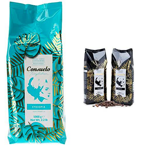 Café de Etiopía en grano Consuelo, 2 paquetes de 1 kg &amp; Café en grano