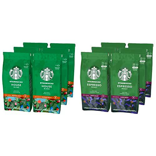 Starbucks House Blend Café Molido De Tostado Medio 6 Bolsa de 200g &amp; Espresso Roast Café Molido De Tueste Intenso 6 Bolsa de 200g