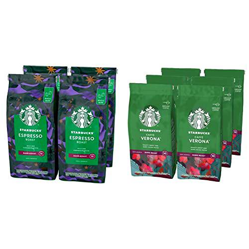 STARBUCKS Espresso Roast Café De Grano Entero De Tostado Intenso (4 Bolsa de 450g) &amp; Caffè Verona Café Molido De Tostado Intenso 6 Bolsa de 200g