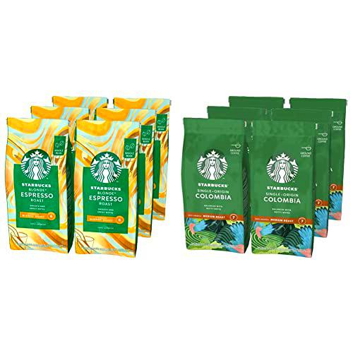 STARBUCKS Blonde Café De Grano Entero De Tostado Suave 6 Bolsa de 200g &amp; Single Origin Colombia Café molido De Tostado Medio 6 Bolsa de 200g