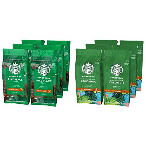 STARBUCKS Pike Place Café De Grano Entero De Tostado Medio 6 Bolsa de 200g &amp; Single Origin Colombia Café molido De Tostado Medio 6 Bolsa de 200g