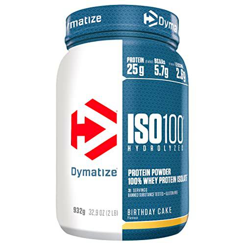 Dymatize ISO 100 Hydrolyzed Birthday Cake 932g - Hidrolizado de Proteína de Suero Whey + Aislado en Polvo