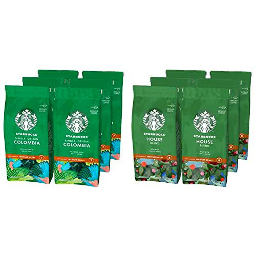 STARBUCKS Single-Origin Colombia, Tueste Medio, Café Molido 200g (6 Bolsa) &amp; House Blend