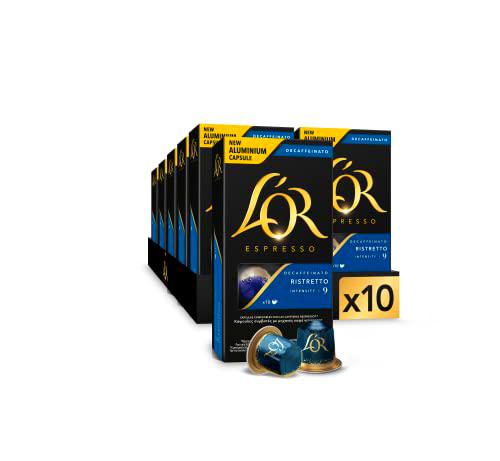 L'OR Espresso Cápsulas de Café Ristretto Decaffeinato | Intensidad 9 | 100 Cápsulas Compatibles Nespresso (R)*