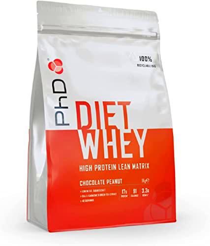 PhD Nutrition Diet Whey proteína en polvo, Proteína de suero de leche sabor chocolate peanut