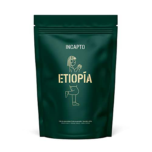 Incapto Café en Grano Natural - Café Especialidad | Café Etiopía Grano | Café en Grano Arábica 100% | +80 puntos SCA | Tueste Natural y Artesanal | Café Grano Natural | Paquete de 1000 gr