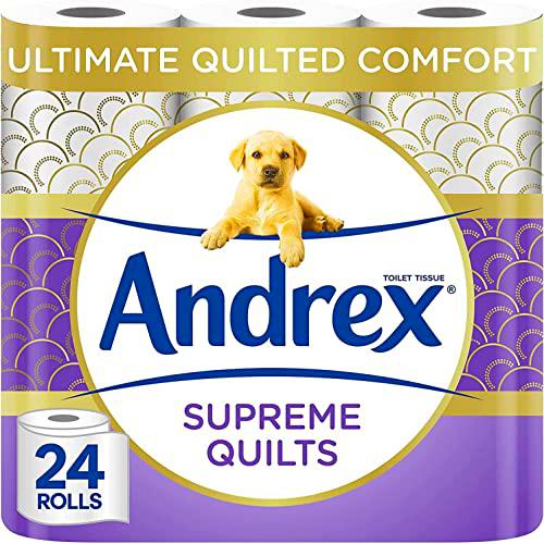 Andrex Supreme - Papel higiénico acolchado, 24 rollos de 155 unidades