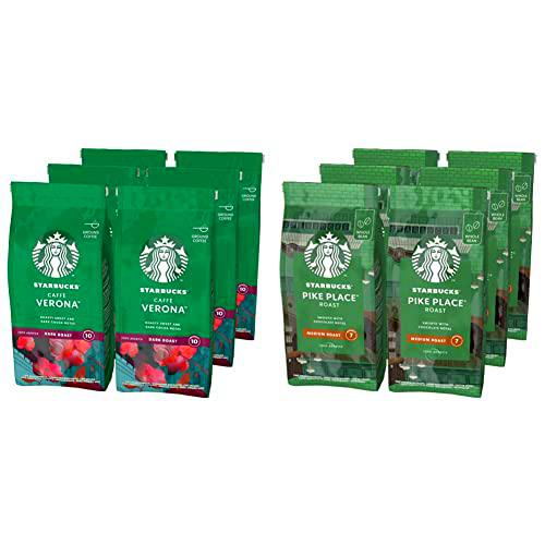 STARBUCKS Caffè Verona, Tueste Intenso, Café Molido 200g (6 Bolsa) &amp; Pike Place Roast