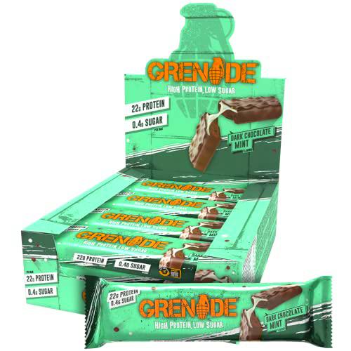 Grenade High Protein and Low Carb Barra Sabor - Dark Chocolate Mint, 12 x 60 g