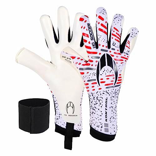 HO Soccer SSG KONTROL Guantes de Portero, Unisex, Blanco/Rojo