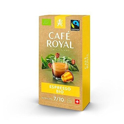 Café Royal Espresso Bio/Organic 100 Capsules en Aluminium Compatibles avec le Système Nespresso (R)*; Intensité: 7/10; (Lot de 10X10)