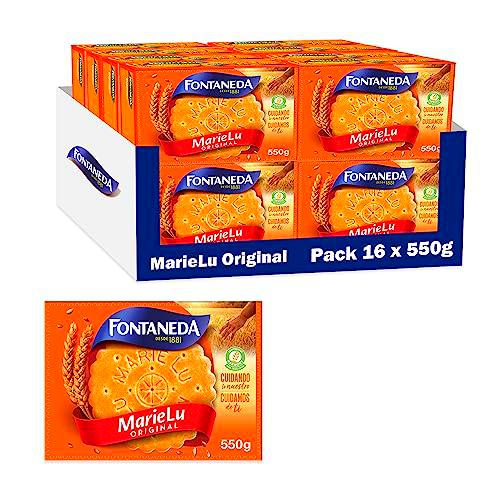 Fontaneda MarieLu Original Galletas con un 66% de Cereales 550g,Pack de 16