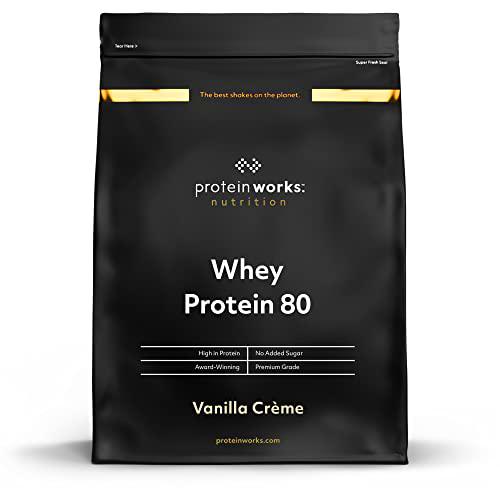 Whey Protein 80 | 82% De Proteína | Batido Alto En Proteínas &amp; Bajo En Azúcares | THE PROTEIN WORKS | Crema de Vainilla | 1kg