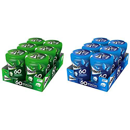 Trident Hierbabuena- Chicles sin Azúcar con Sabor a Hierbabuena- 6 Botes de 72 g &amp; Menta- Chicles sin Azúcar con Sabor a Menta