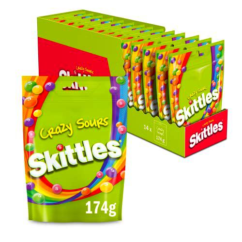 Skittles Caramelos ácidos Masticables en Bolitas de frutas (pack de 14 x 174g)