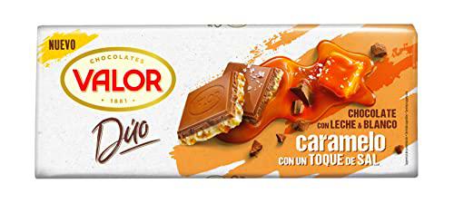 VALOR - Tableta Dúo de Chocolate con Leche y Chocolate Blanco con Caramelo y Sal