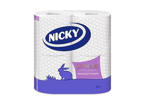 Nicky Supreme 28 rollos de papel higiénico, 160 hojas suaves de 3 capas