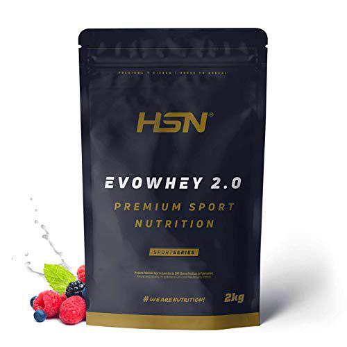 Concentrado de Proteína de Suero de HSN Evowhey Protein 2.0 | Sabor Frutas del Bosque 2 Kg = 67 Tomas por Envase | Whey Protein Concentrate | No-GMO