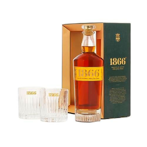 1866 Brandy DO Jerez Solera Gran Reserva, 700 ml con Dos Vasos de Regalo