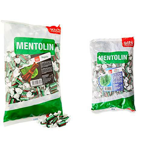 Mentolín Regaliz Caramelo Balsámico sin Azúcar - 1000 gr &amp; Mentolin Extra Fuerte Sin Azúcar 1000 gr