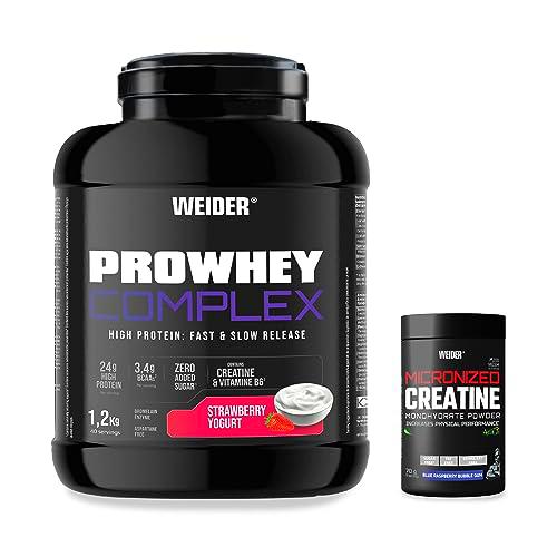 Weider PREMIUM PACK ProWhey Complex Sabor Yogur de Fresa (1,2kg) + Micronized Creatine Sabor Chicle de Frambuesa (70g)