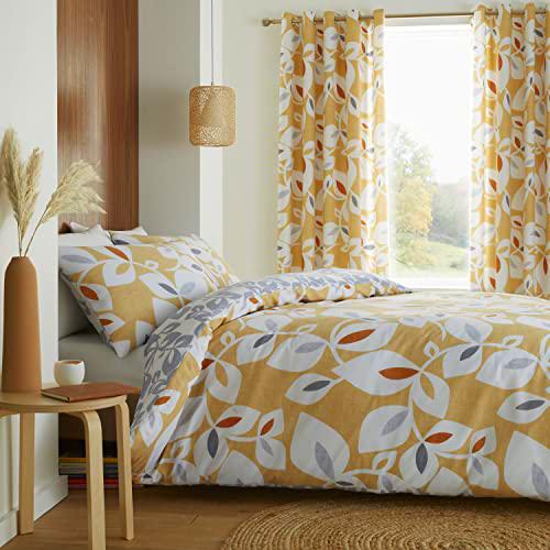 Catherine Lansfield Bedding Inga Leaf Gold Duvet Cover 160x220+50x110