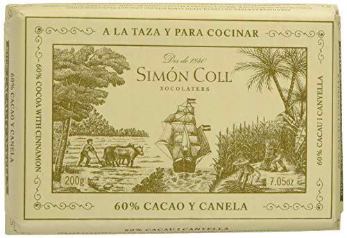 Chocolates Simón Coll - Pack de 20 Tabletas de Chocolate a la taza 60% Cacao con Canela 200gr