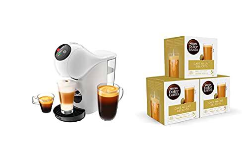 Krups Genio S Basic KP2401 - Cafetera blanca de cápsulas + Nescafé DOLCE GUSTO CAFÉ CON LECHE DELICATO