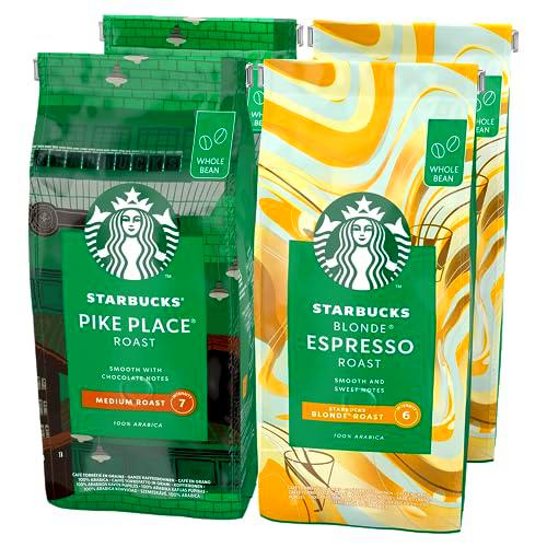 STARBUCKS Pike Place Roast, Blonde Espresso Roast Café en Grano 450g (4 Bolsa)