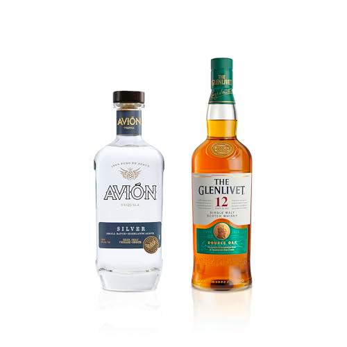 Avión Silver Single Origin Tequila Blanco - 700 ml + The Glenlivet 12 años Whisky Escocés de Malta Premium