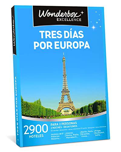 WONDERBOX Caja Regalo - Tres DÍAS por Europa - Dos Noches con desayunos a Elegir Entre 2.900 hoteles para Dos Personas.