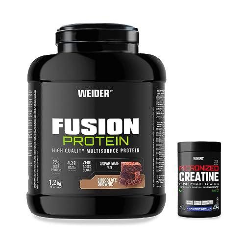 Weider PREMIUM PACK Fusion Protein Sabor Chocolate Brownie (1,2kg) + Micronized Creatine Sabor Chicle Frambuesa (70g)