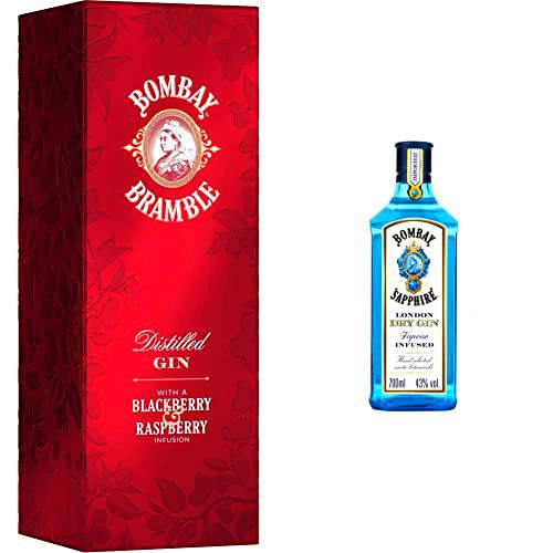 Bombay Bramble Botella de Ginebra, 70 cl, Edición con Caja Decorada &amp; Sapphire Premium London Dry Gin, 70 cl