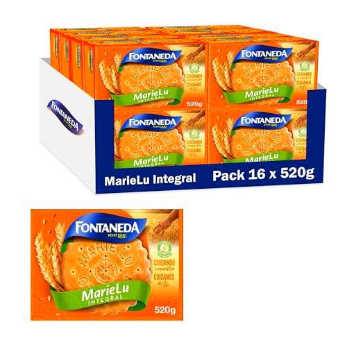 Fontaneda MarieLu Integral Galletas Integrales, con un 65% de Cereales y Fuente de Fibra 520 g, Pack de 16