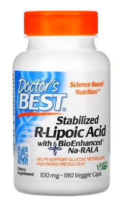 Doctor's Best Ácido R-Lipoico Estabilizado con BioEnhanced Na-RALA, 100mg