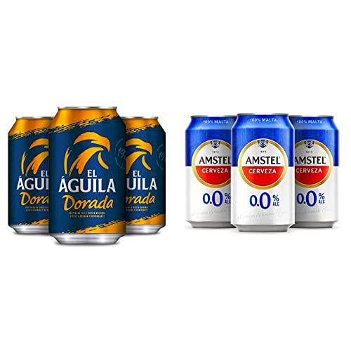 El Aguila Cerveza Lager Especial Pack Lata, 24 x 33cl &amp; Amstel 00 Cerveza Lager Sin Alcohol Pack Latas, 24 x 33cl