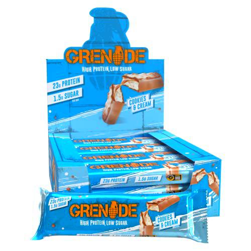 Grenade High Protein and Low Carb Barra Sabor - Cookies and Cream, 12 x 60 g