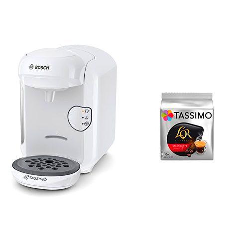 Bosch Vivy 2 Cafetera Multibebidas Automática, Diseño Compacto + Pack Café 5 Paquetes (80 cápsulas) Tassimo Splendente