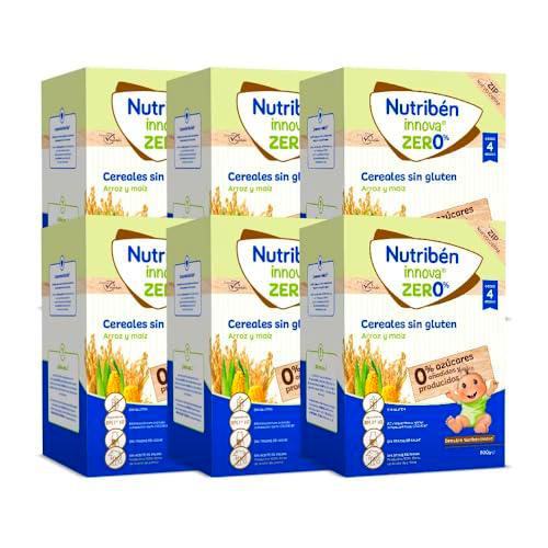 Nutribén innova ZERO 0% Cereales Sin Gluten | Arroz y Maiz | Alimento para Bebés a Partir de 4 Meses | 0% Azúcares Añadidos | Sin Trazas de Leche | Pack de 6 Unidades | 3000g