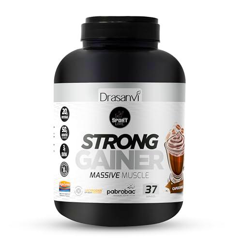 Drasanvi Weight Gainer | Aumento de Masa Muscular | Ganancia de peso y Fuerza | Fuente de Energía | Proteina Whey+Creatina+Harina Avena+Enzimas Digestivas + Probióticos |3 Kg| Capuchino